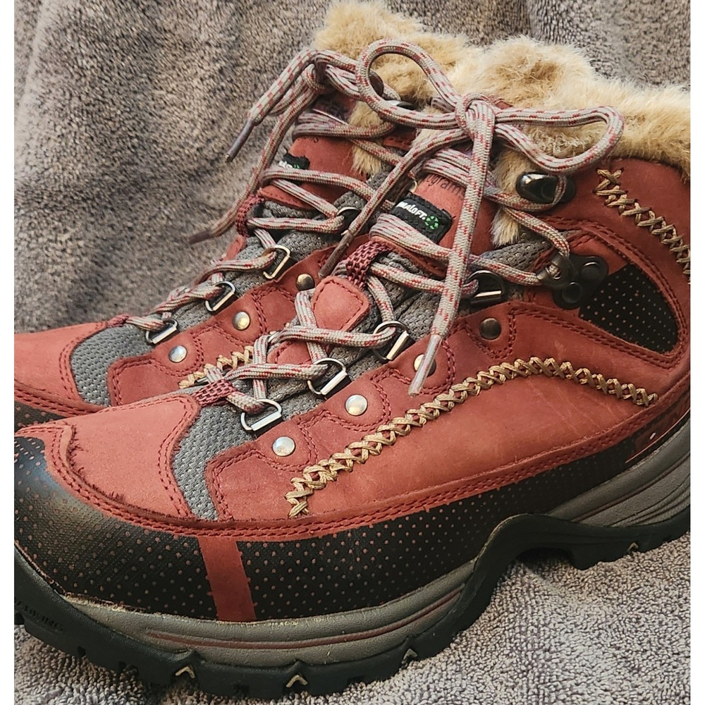 Mountrek Brook Path NWOT Mid Hiking Boots Women 8.5W Red Excellent (Primaloft) - Picture 4 of 14